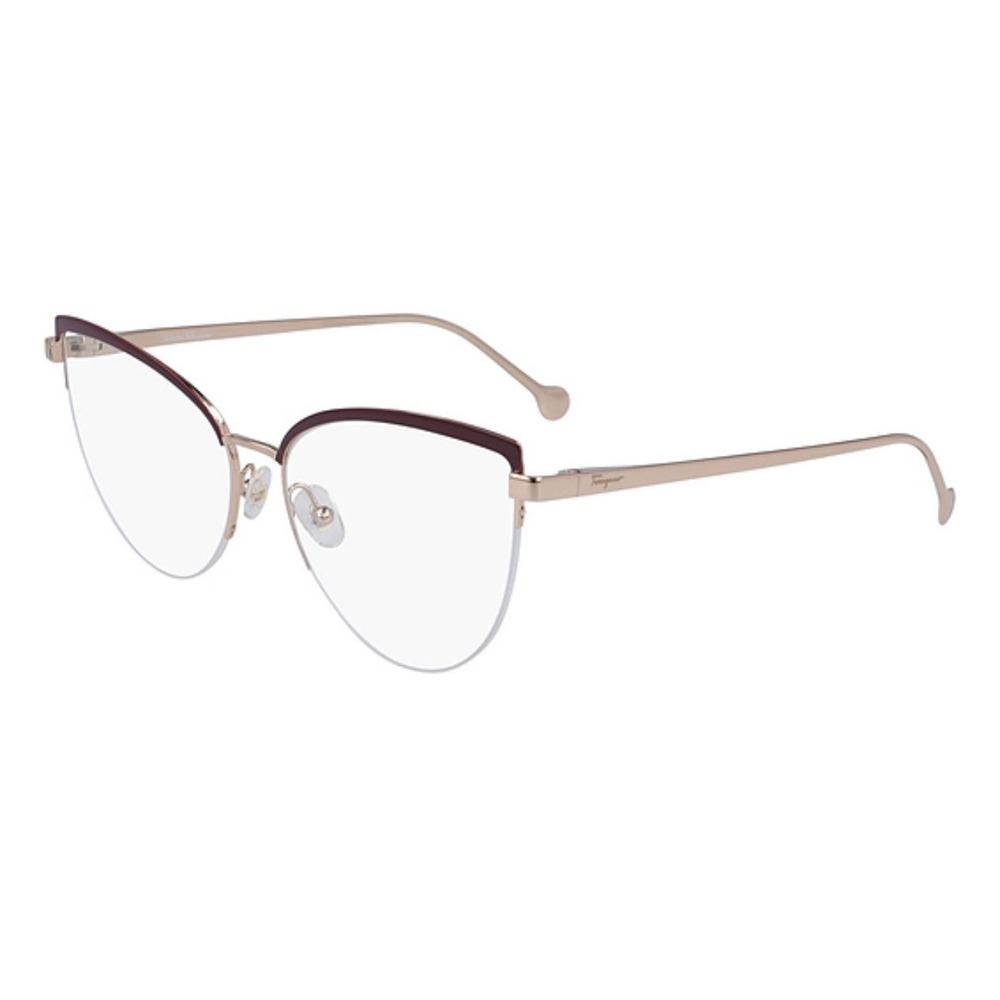 Salvatore Ferragamo Rose Gold Cat Eye Glasses Frames SF2175 779 56MM Case Italy